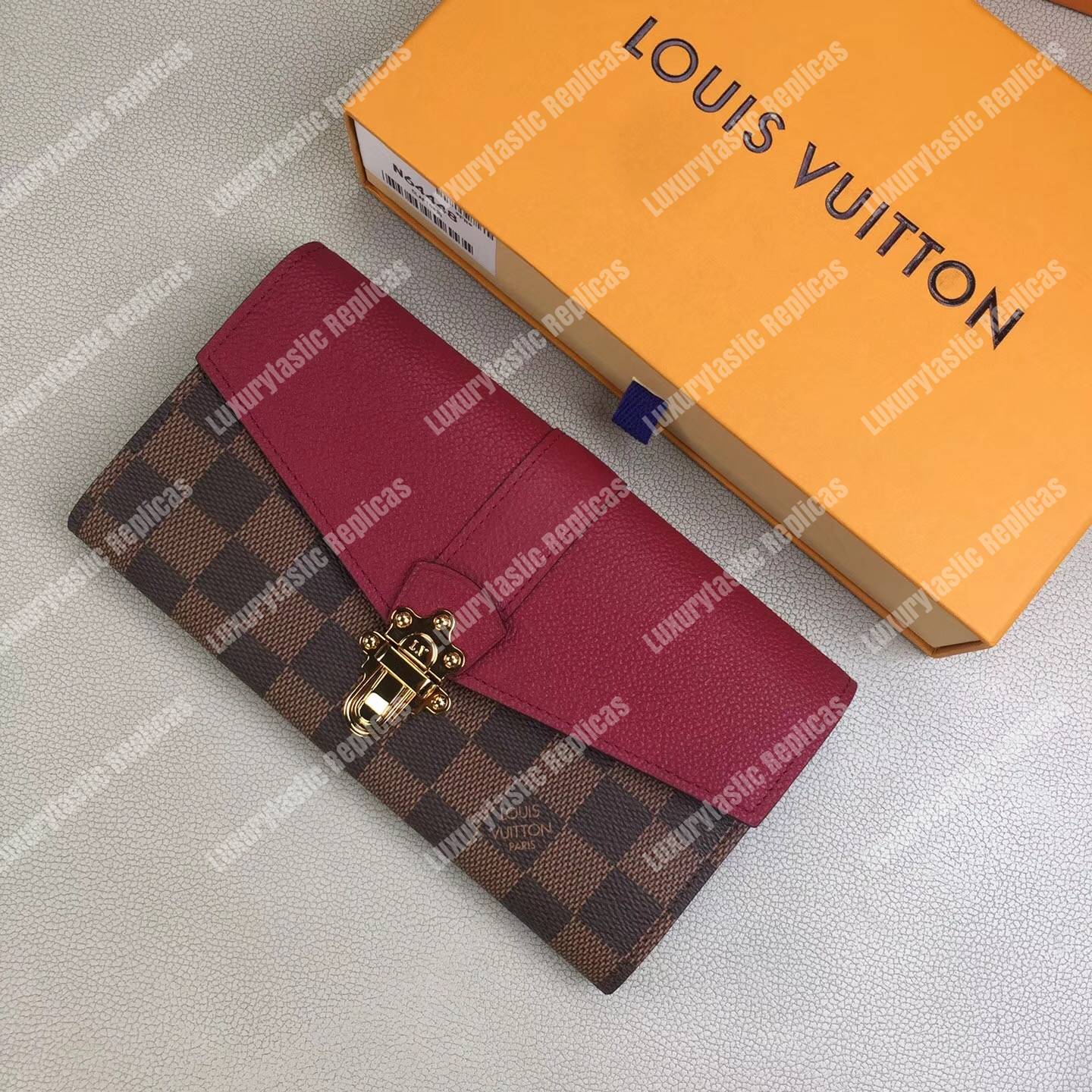 LV Clapton Wallet Damier Ebene Raisin