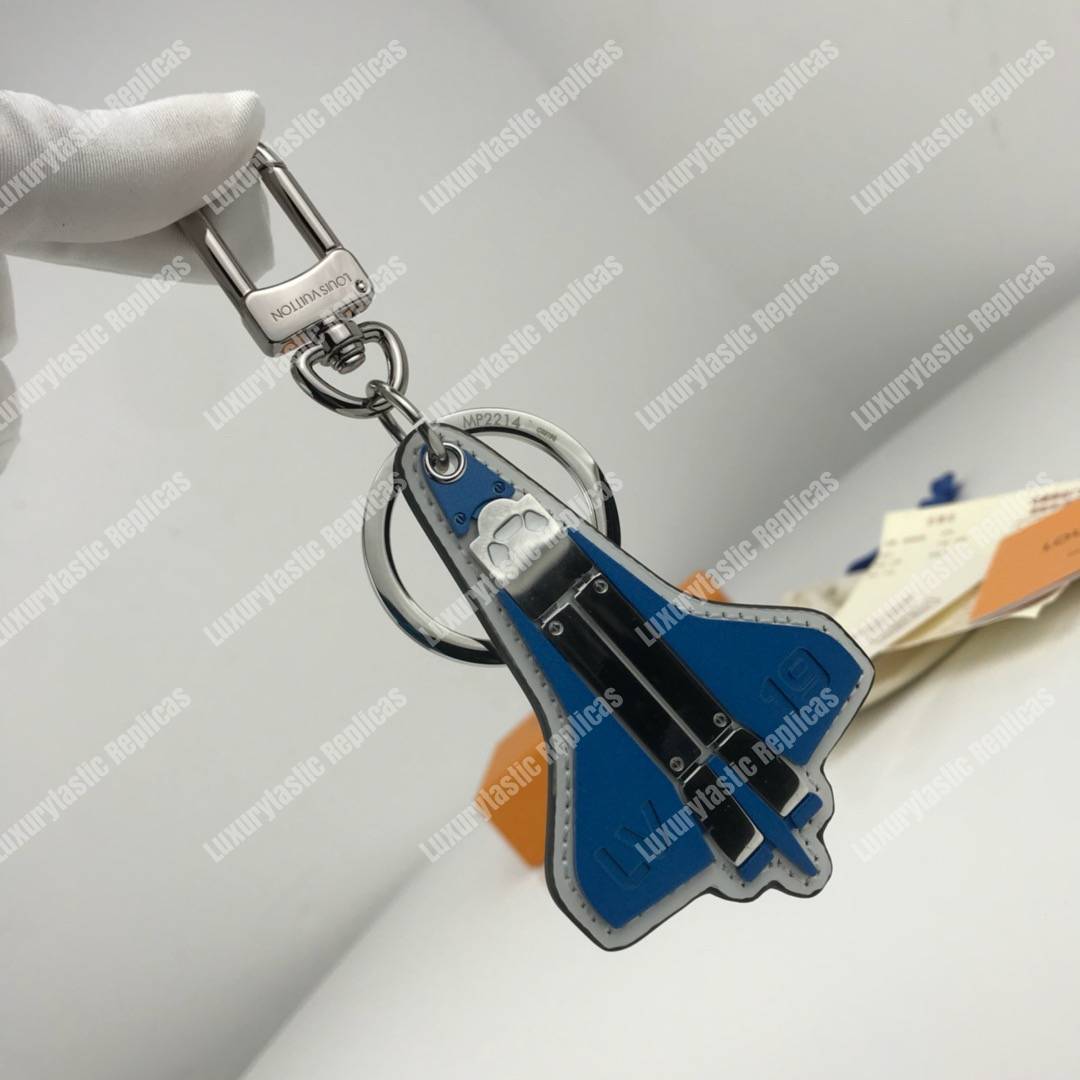 LV Metal Rocket Bag Charm and Key Holder Blue