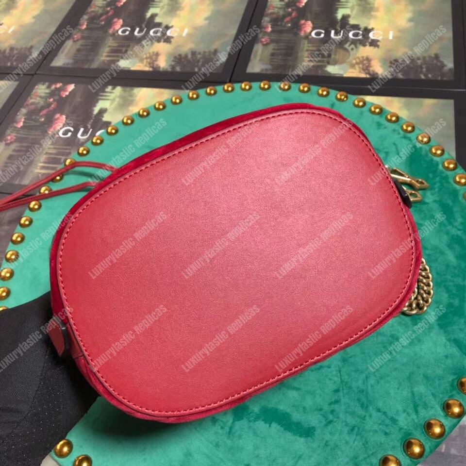 G*u*i gg marmont velvet bucket bag red