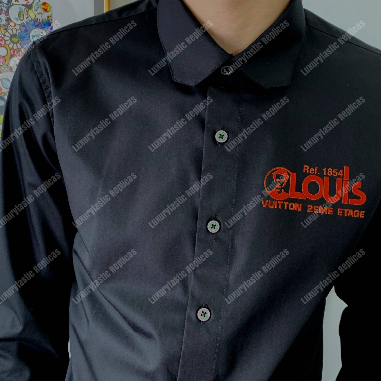 LV Print Regular Shirt Black