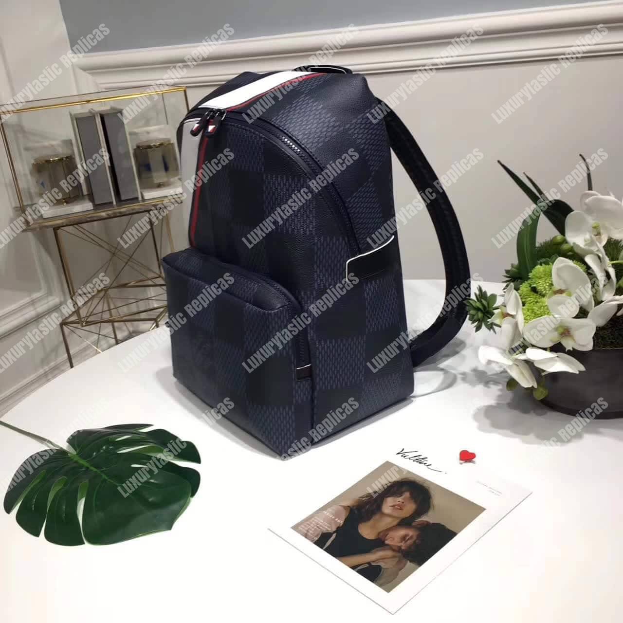 LV Apollo Backpack Damier Cobalt Canvas Red