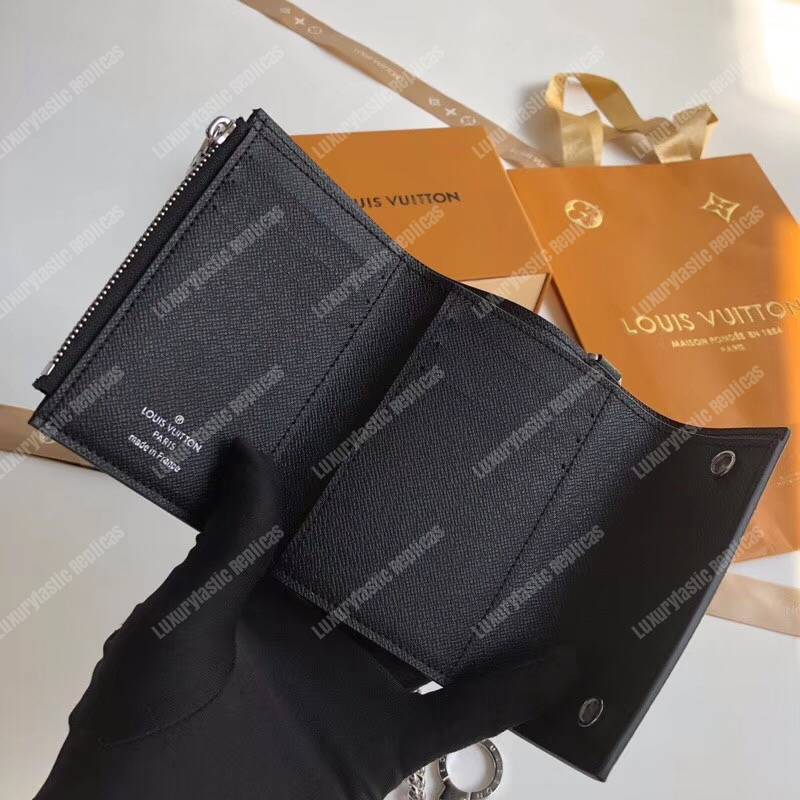 LV Rivets Chain Wallet Monogram Eclipse Canvas
