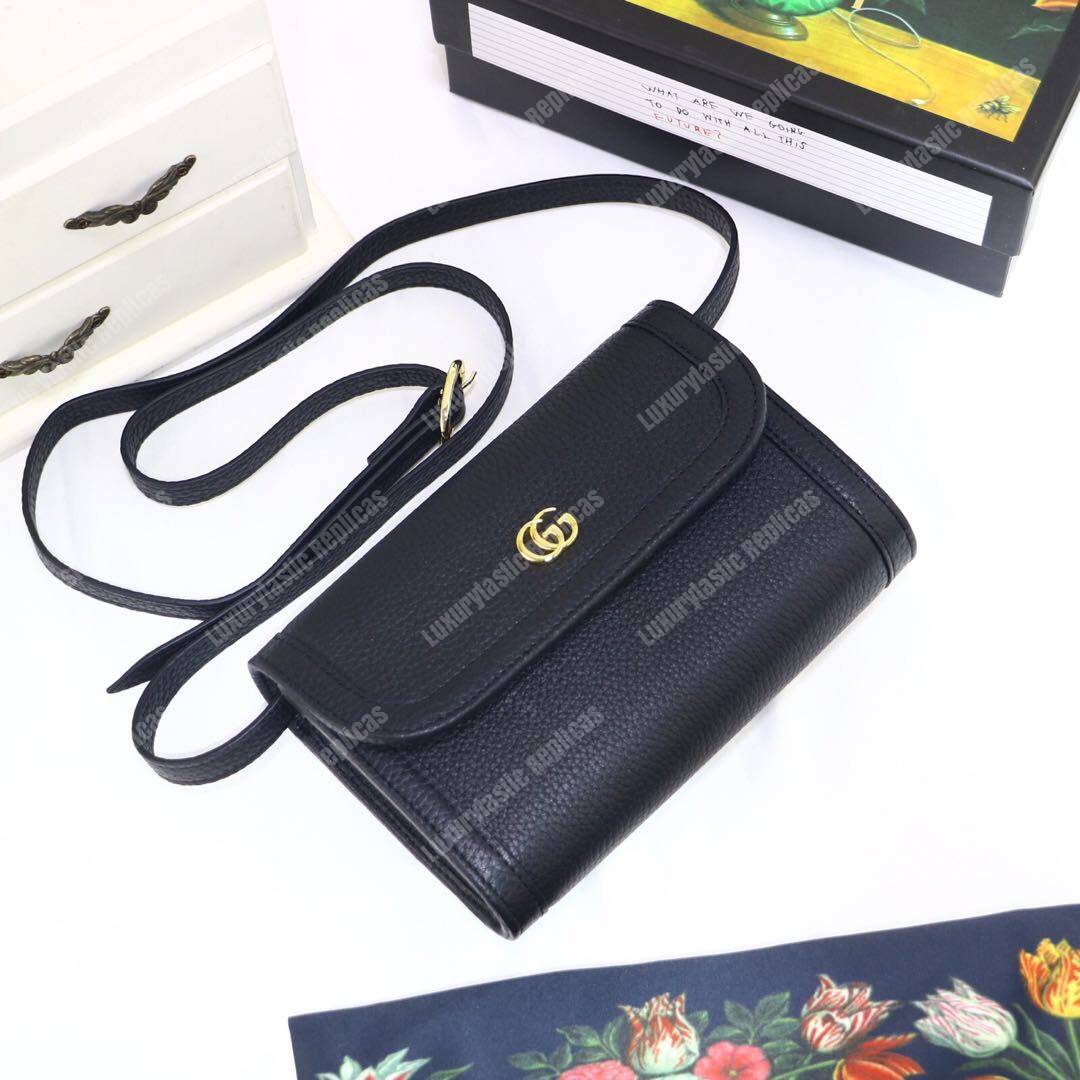 G*u*i gg calfskin mini shoulder flap bag black