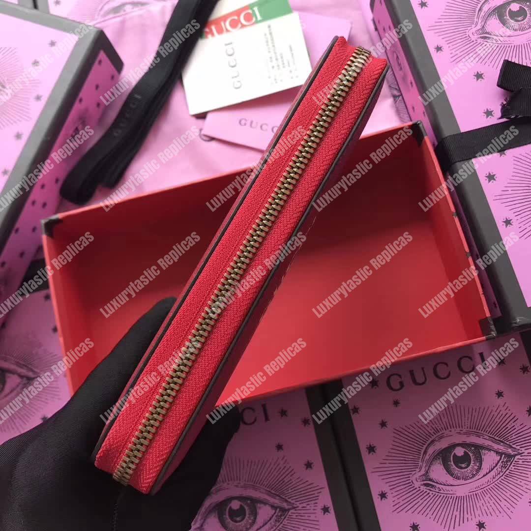 G*u*i print leather zip around wallet red