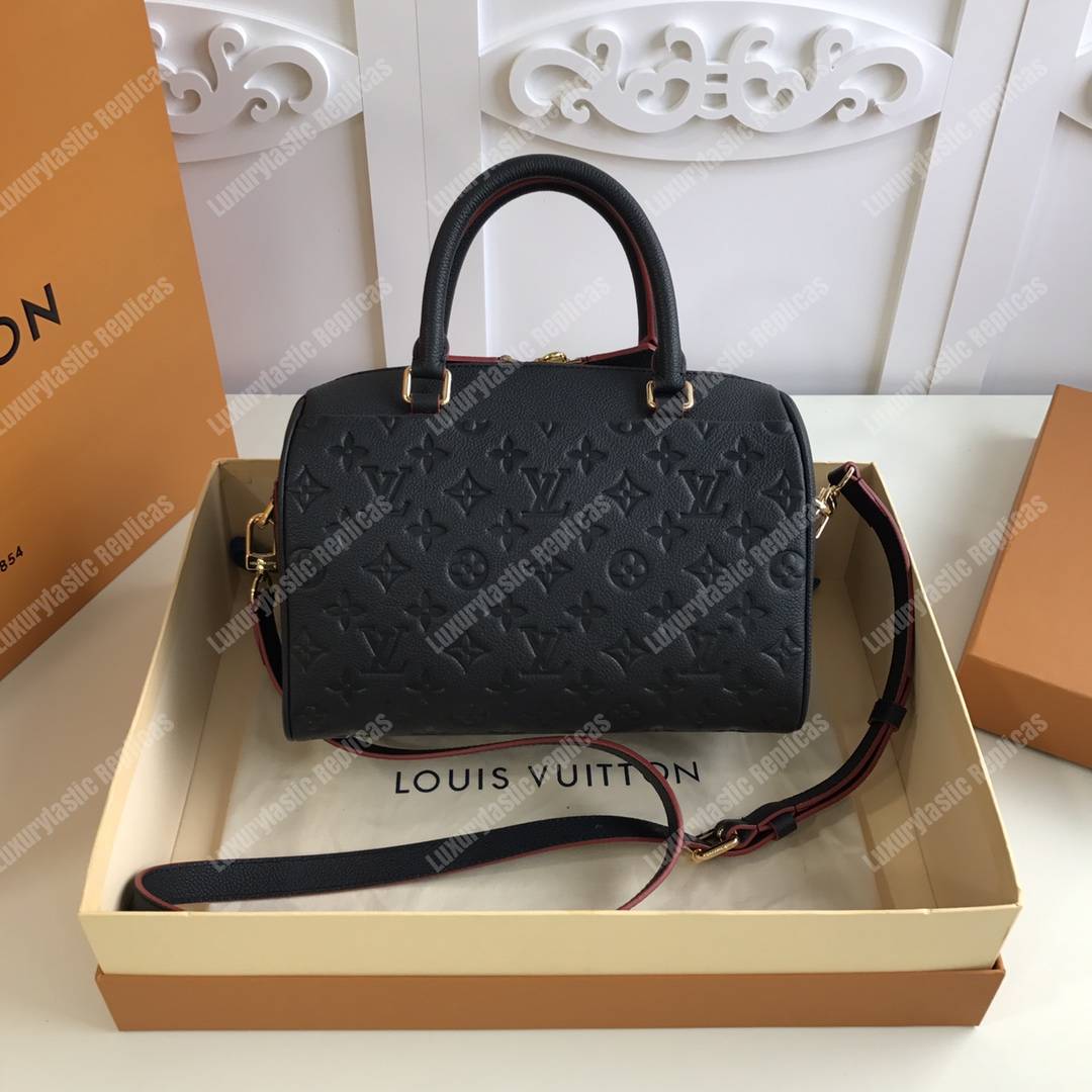 LV Speedy Bandouliere 25 Monogram Empreinte Leather Marine Rouge