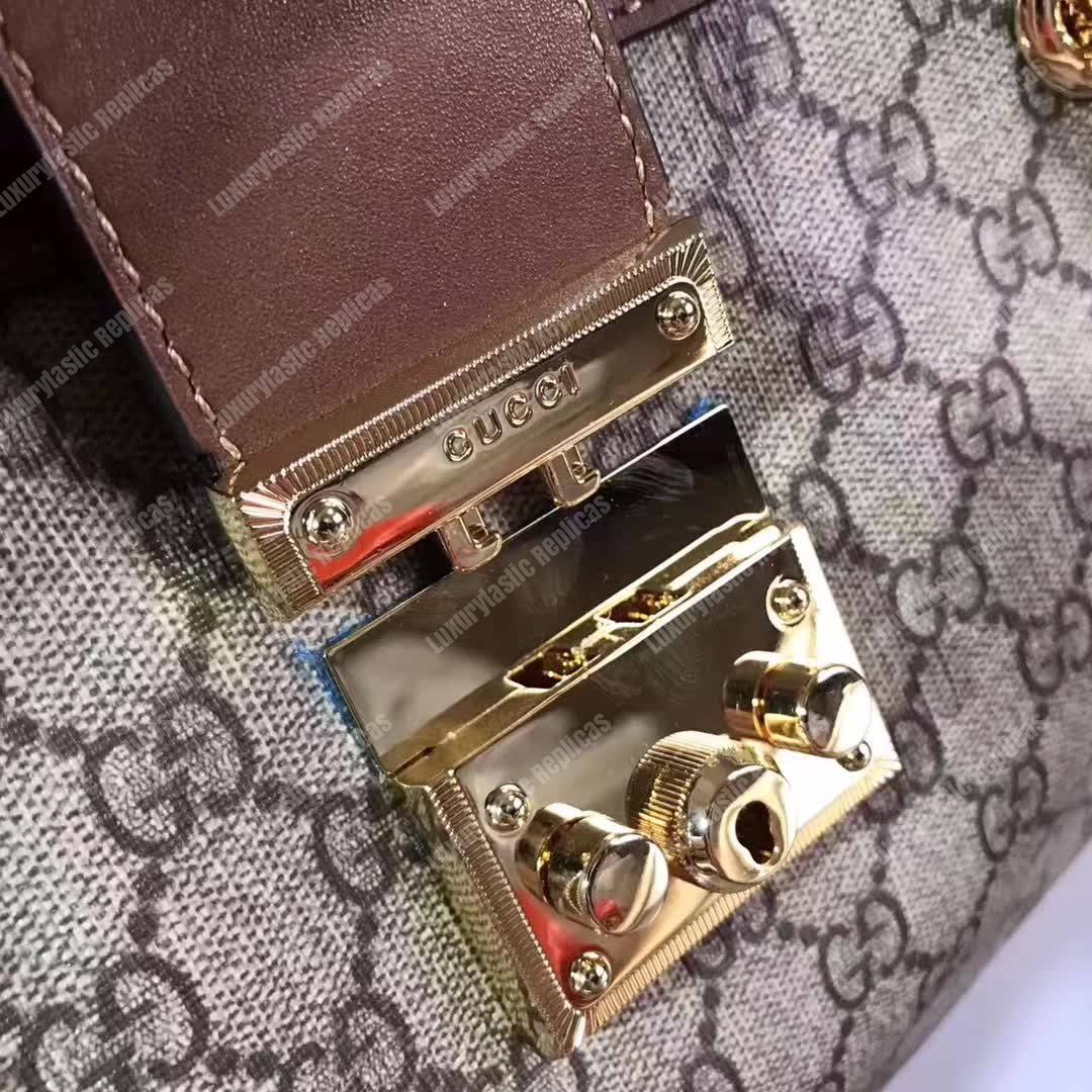 G*u*i padlock medium gg shoulder beige/ebony brown