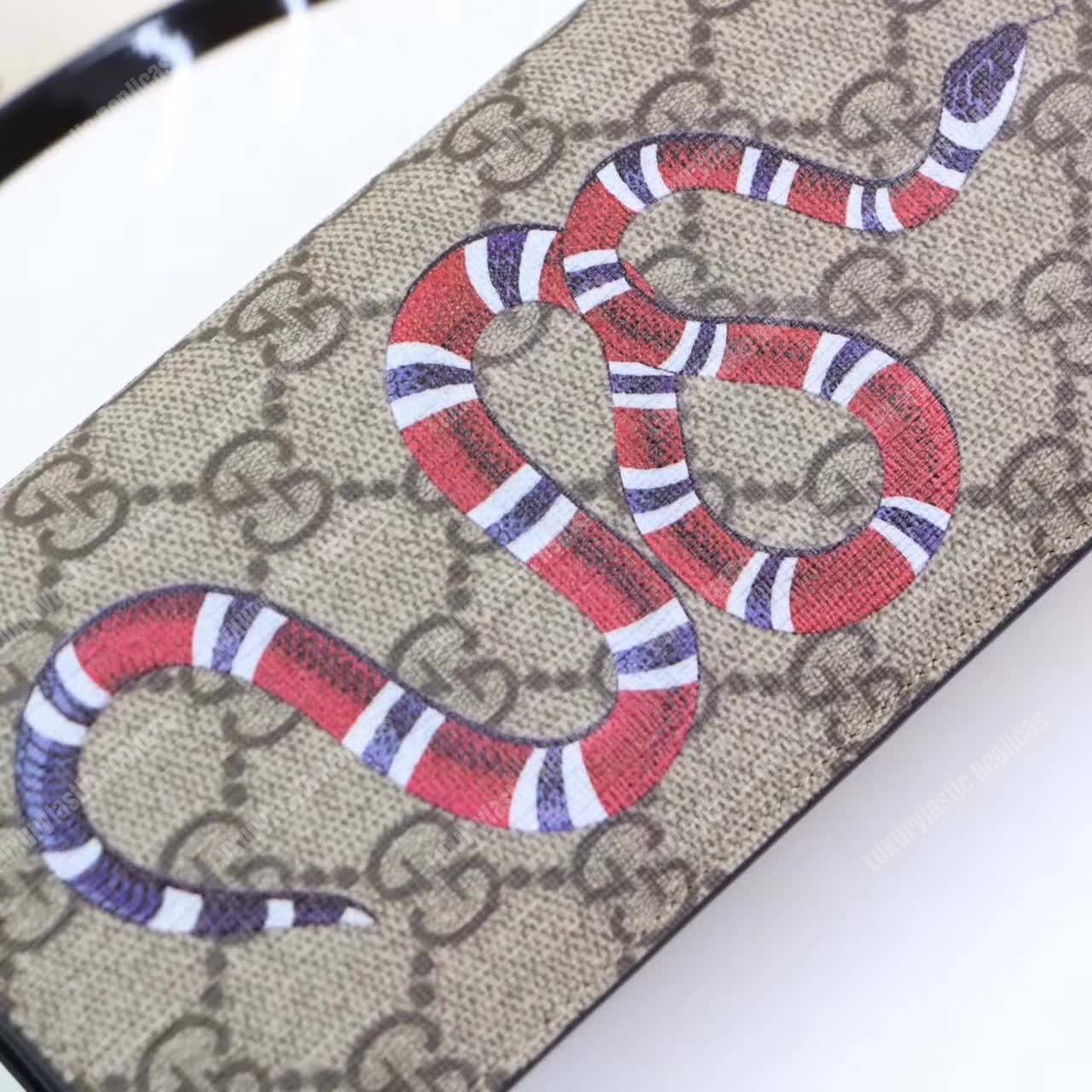 G*u*i kingsnake print gg sup*e long wallet