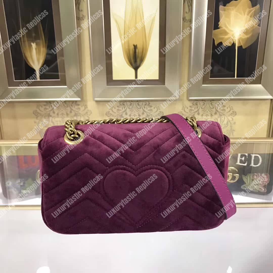 G*u*i gg marmont embroidered velvet mini bag feathers