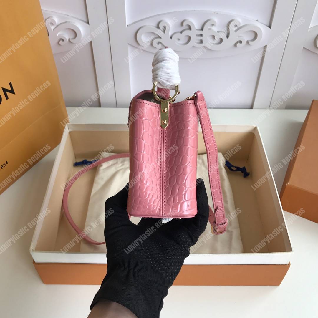 LV Capucines Mini Crocodilien Mat Rose Tourmaline