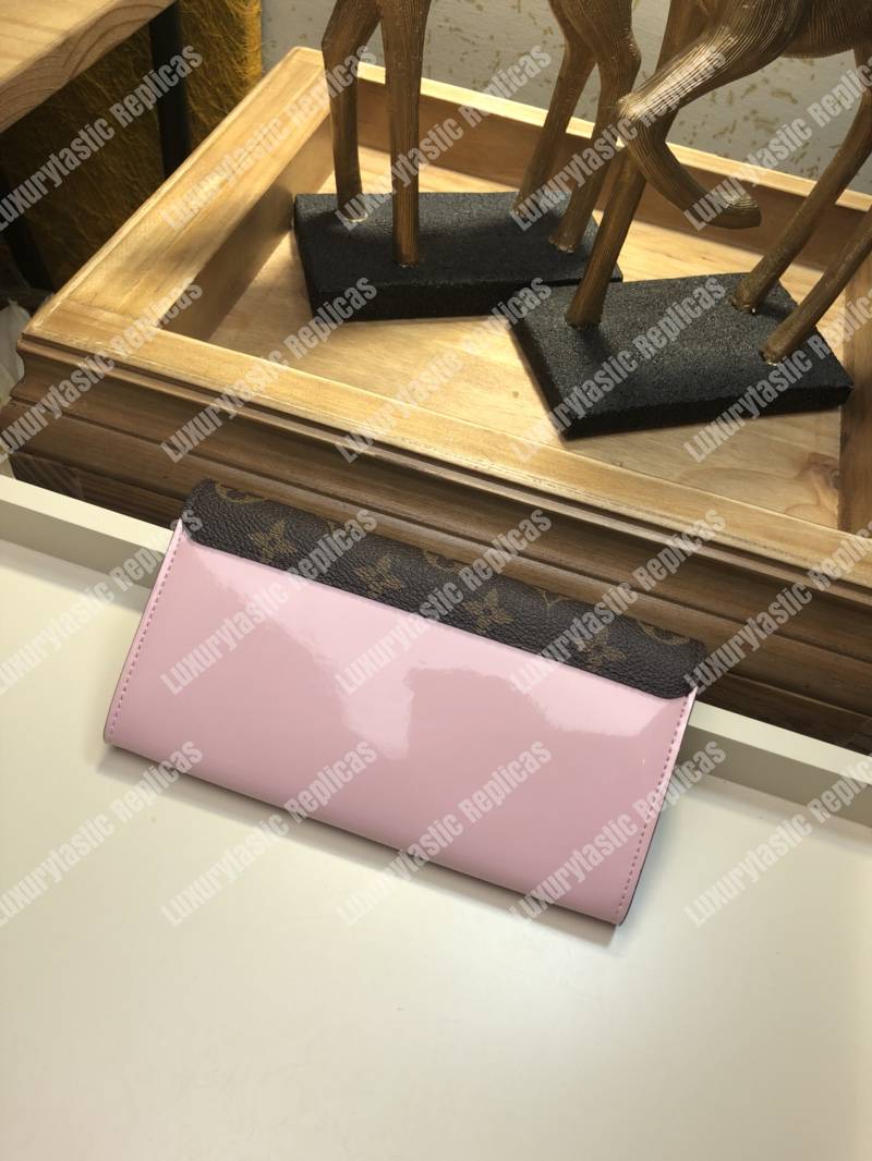 LV Cherrywood Wallet Patent Leather Rose Ballerine