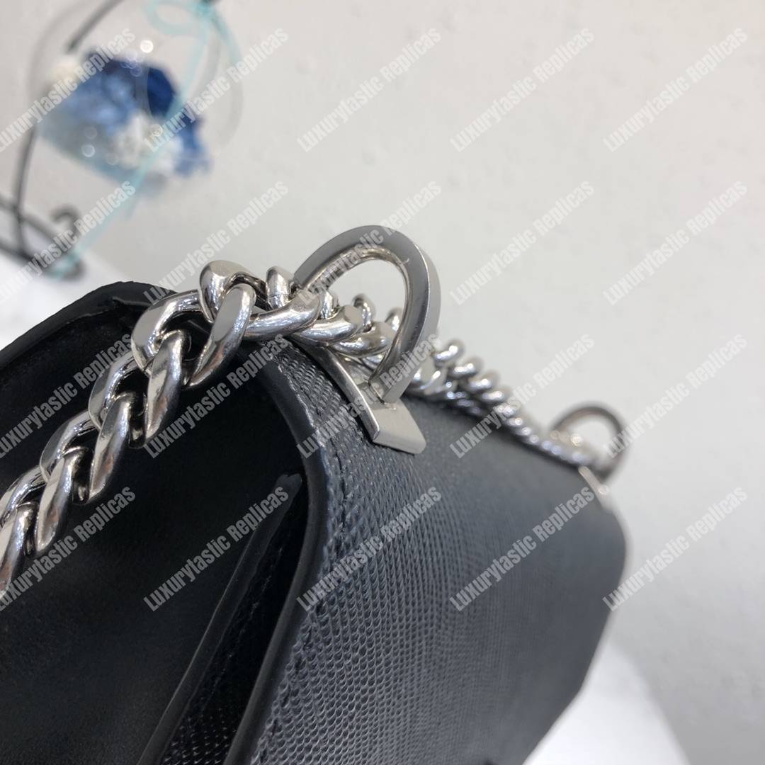 Pra*a monochrome saffiano leather bag black