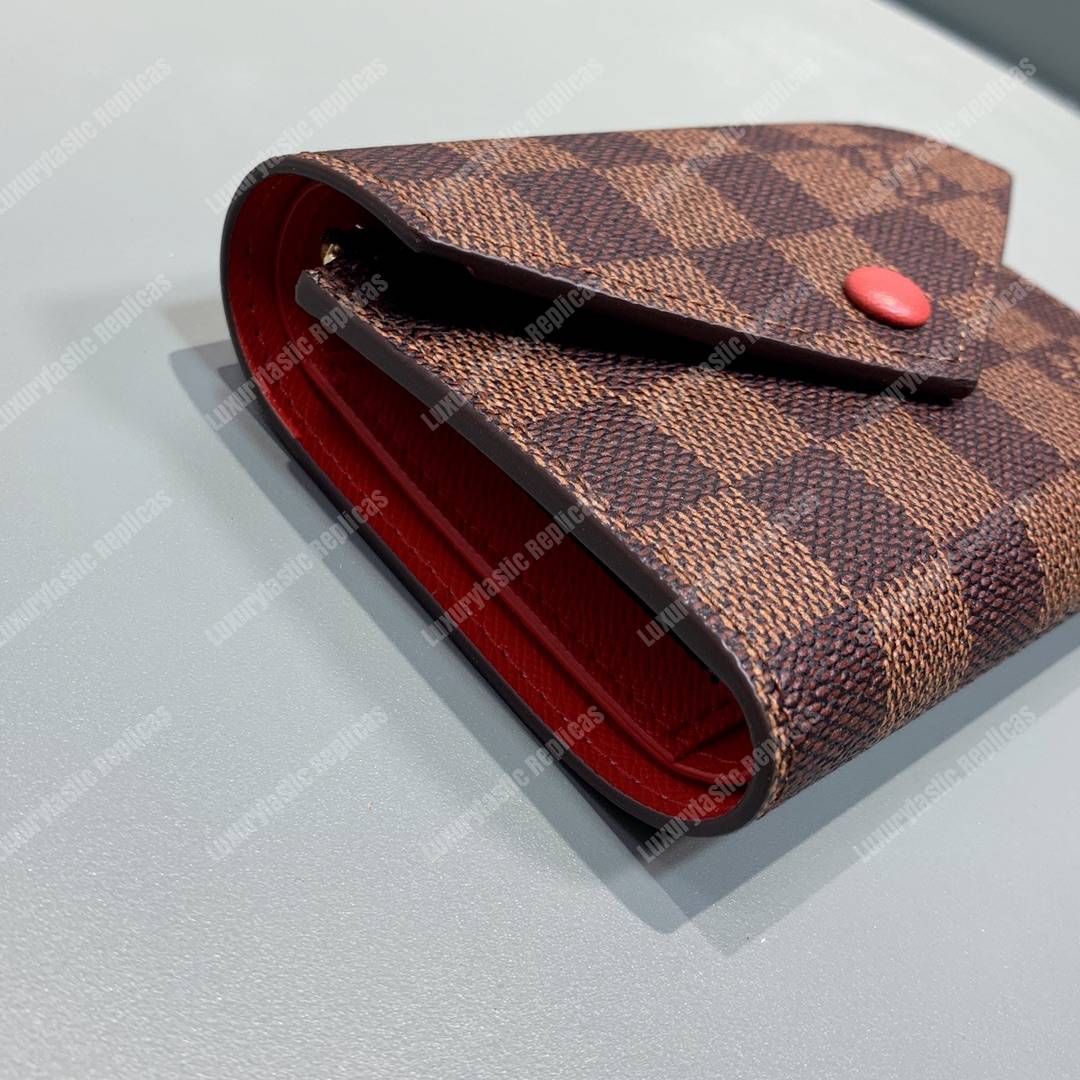 LV Victorine Wallet Damier Ebene Cerise Red