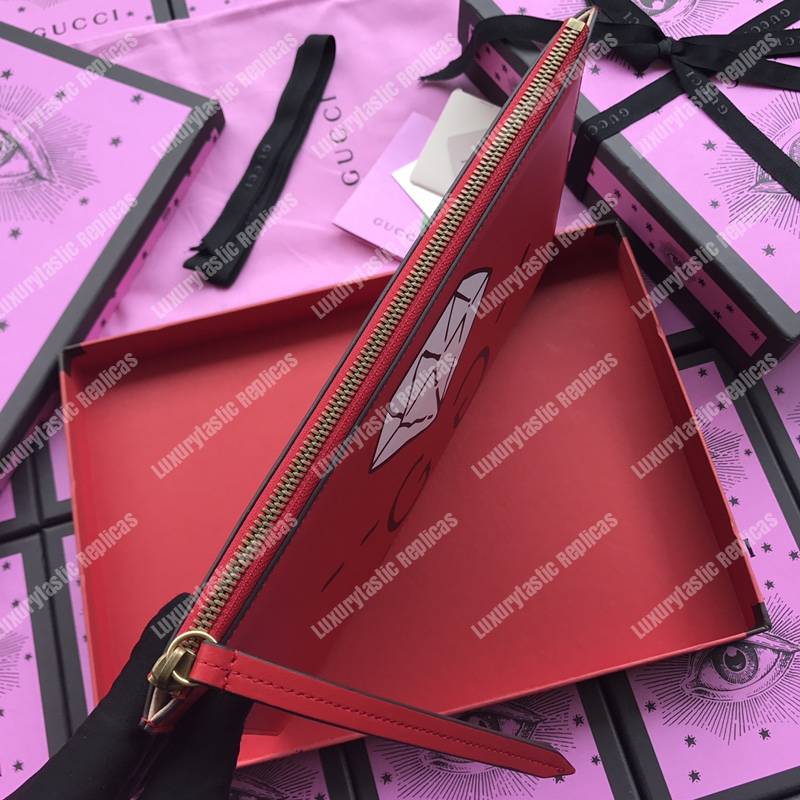 G*u*i G*u*ighost leather pouch bag red