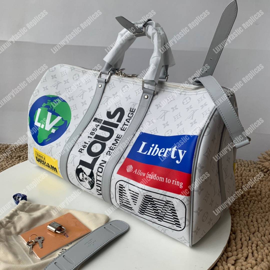 LV Keepall Bandouliere 45 Monogram White