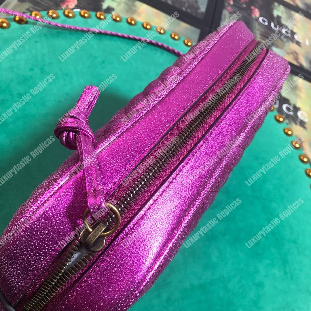 G*u*i laminated leather small shoulder bag purple