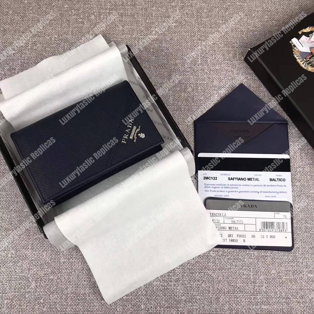 Pra*a saffiano leather card holder black