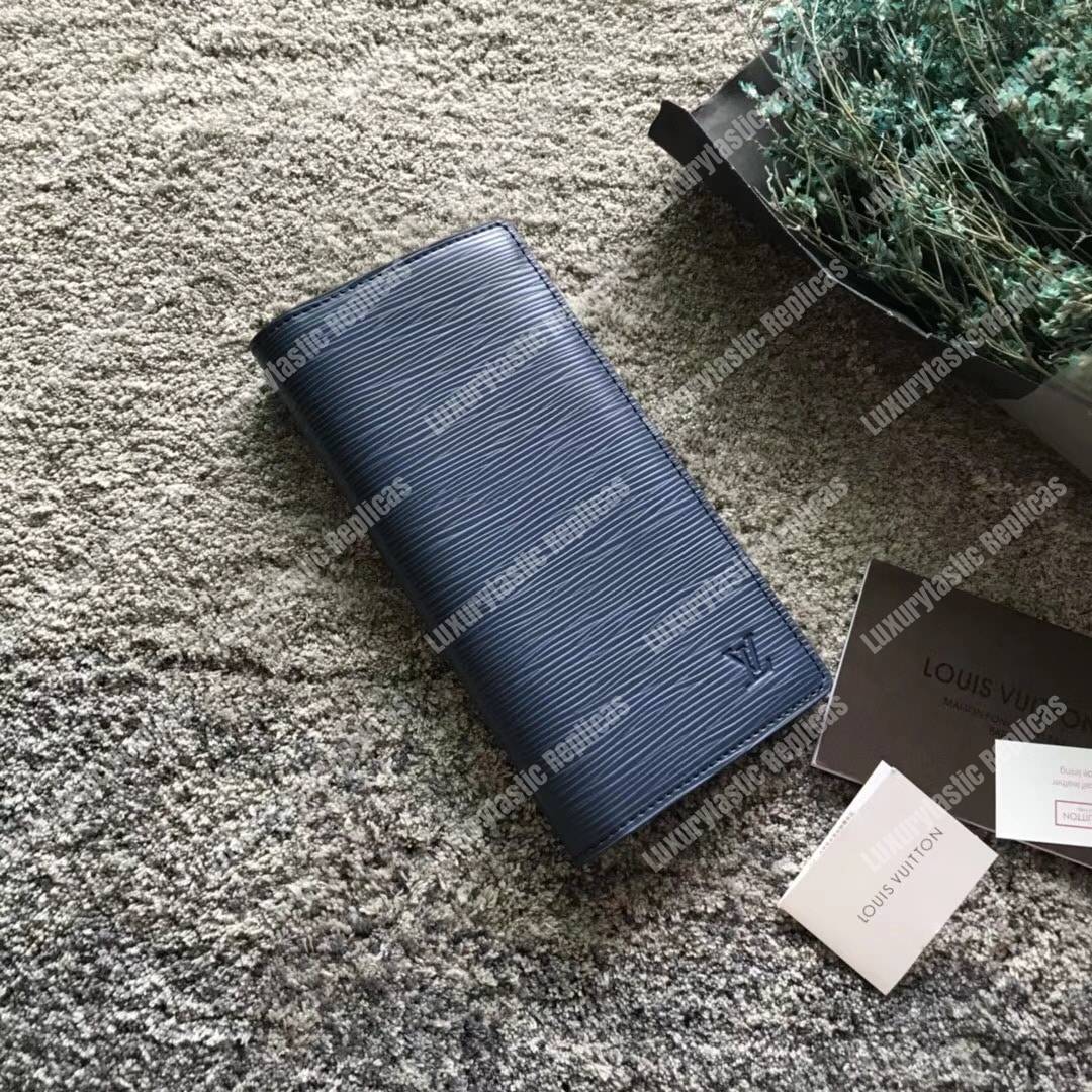 LV Brazza Wallet Epi Leather Navy Blue