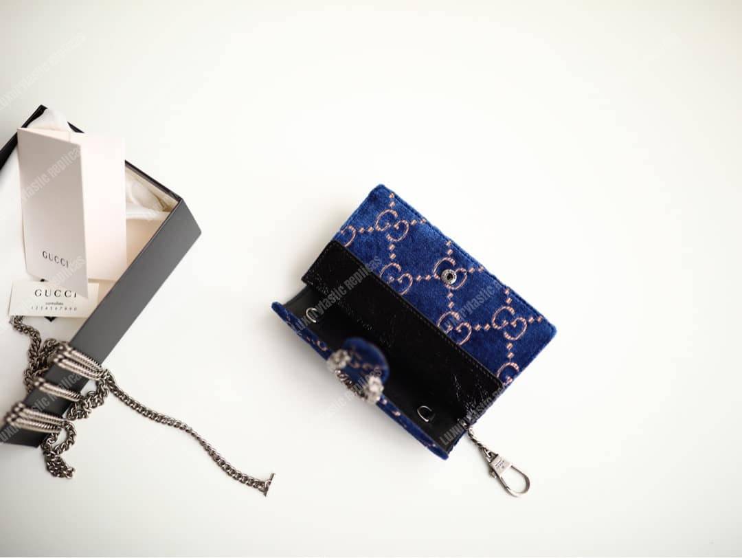 G*u*i dionysus gg velvet super mini bag blue
