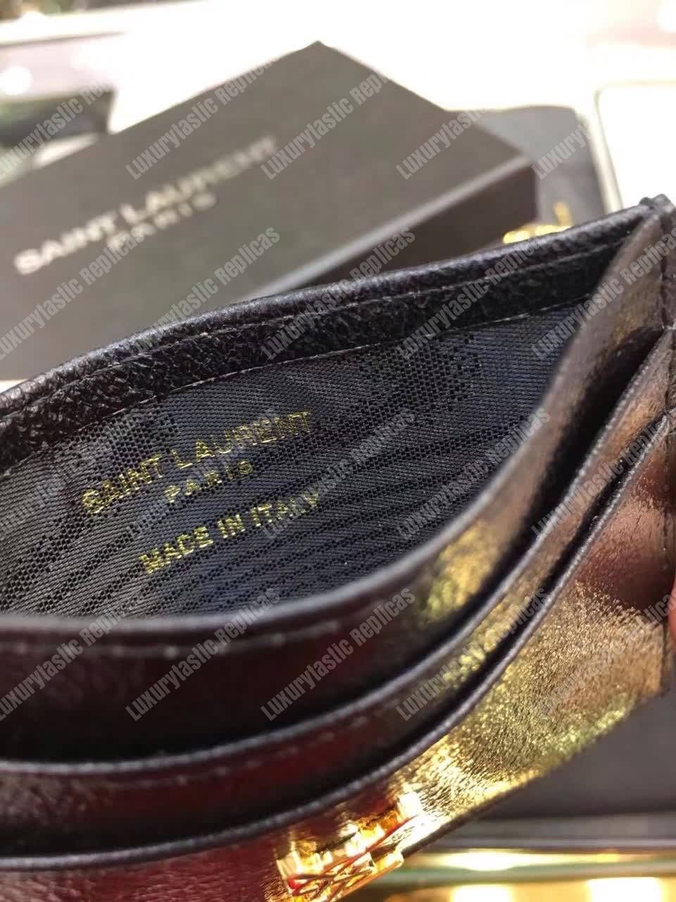 Saint Laurent Monogram Card Case Glitter Black