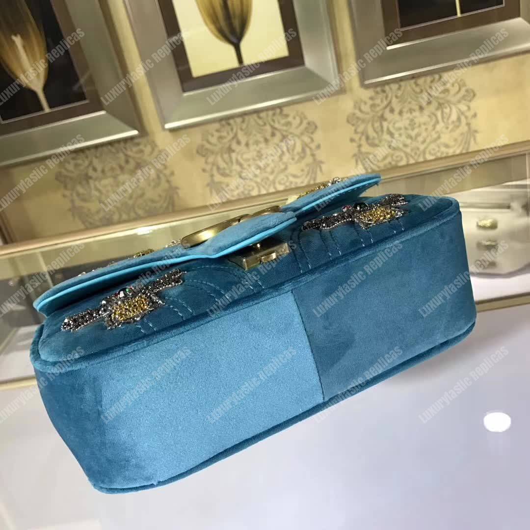 G*u*i gg marmont embroidered velvet mini bag bee