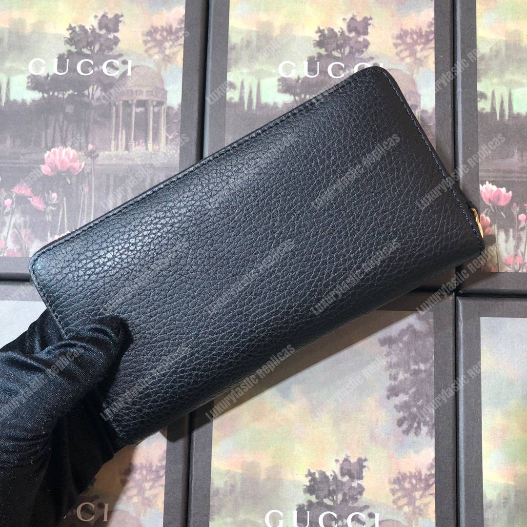 G*u*i leather zip around wallet black