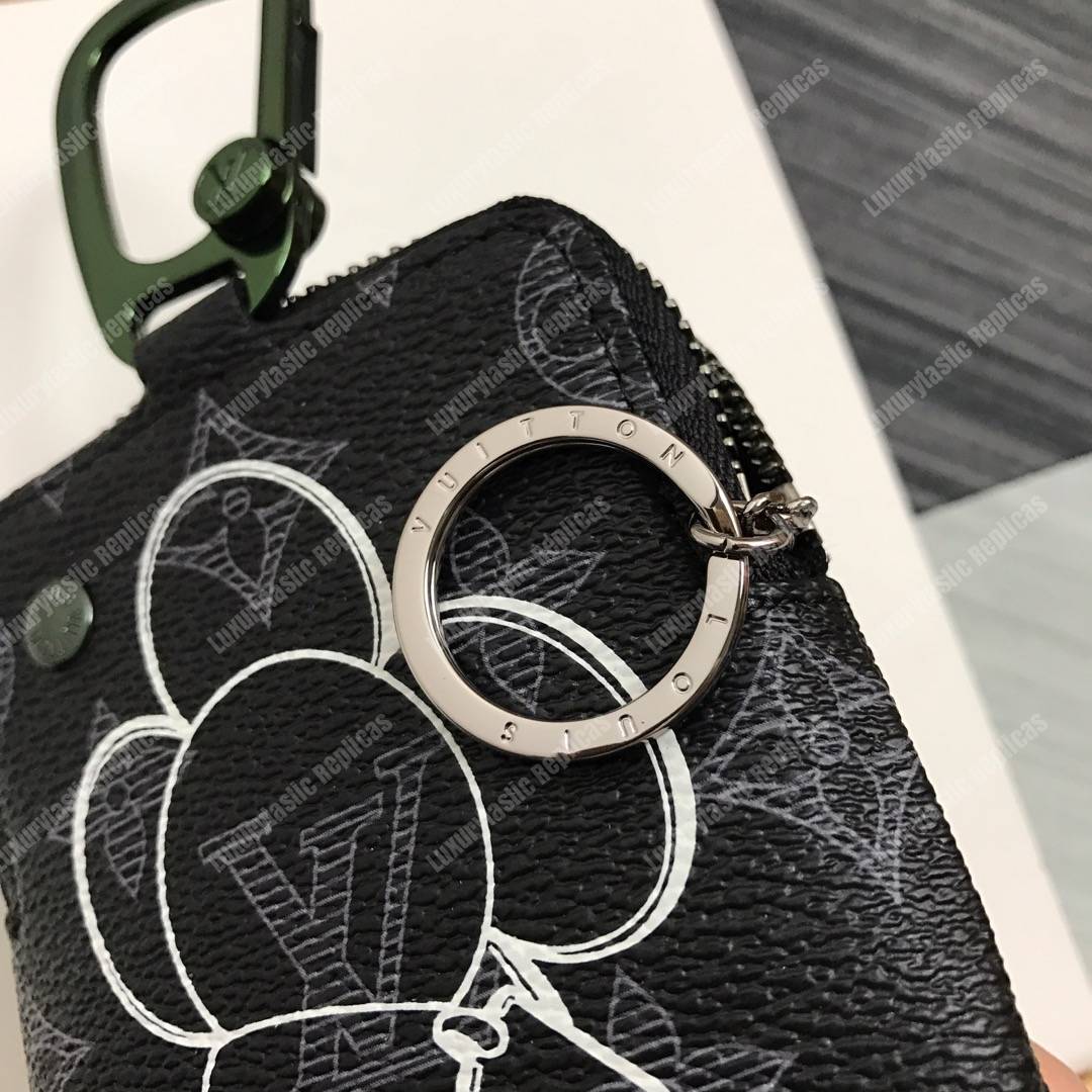 LV Zip Key Ring Monogram Vivienne Eclipse Black