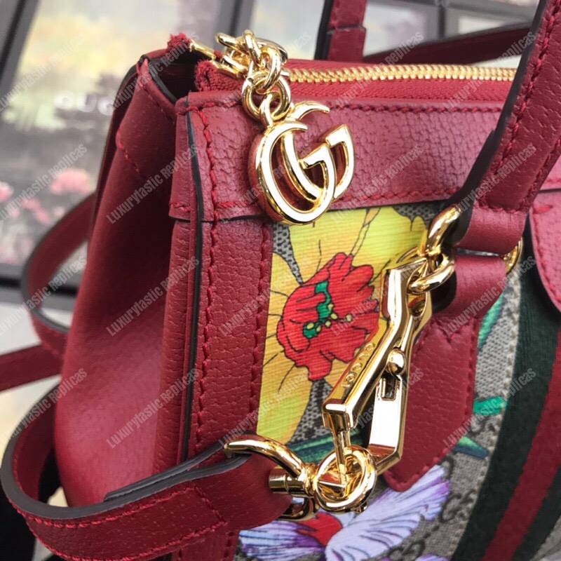 G*u*i ophidia gg flora small tote bag red