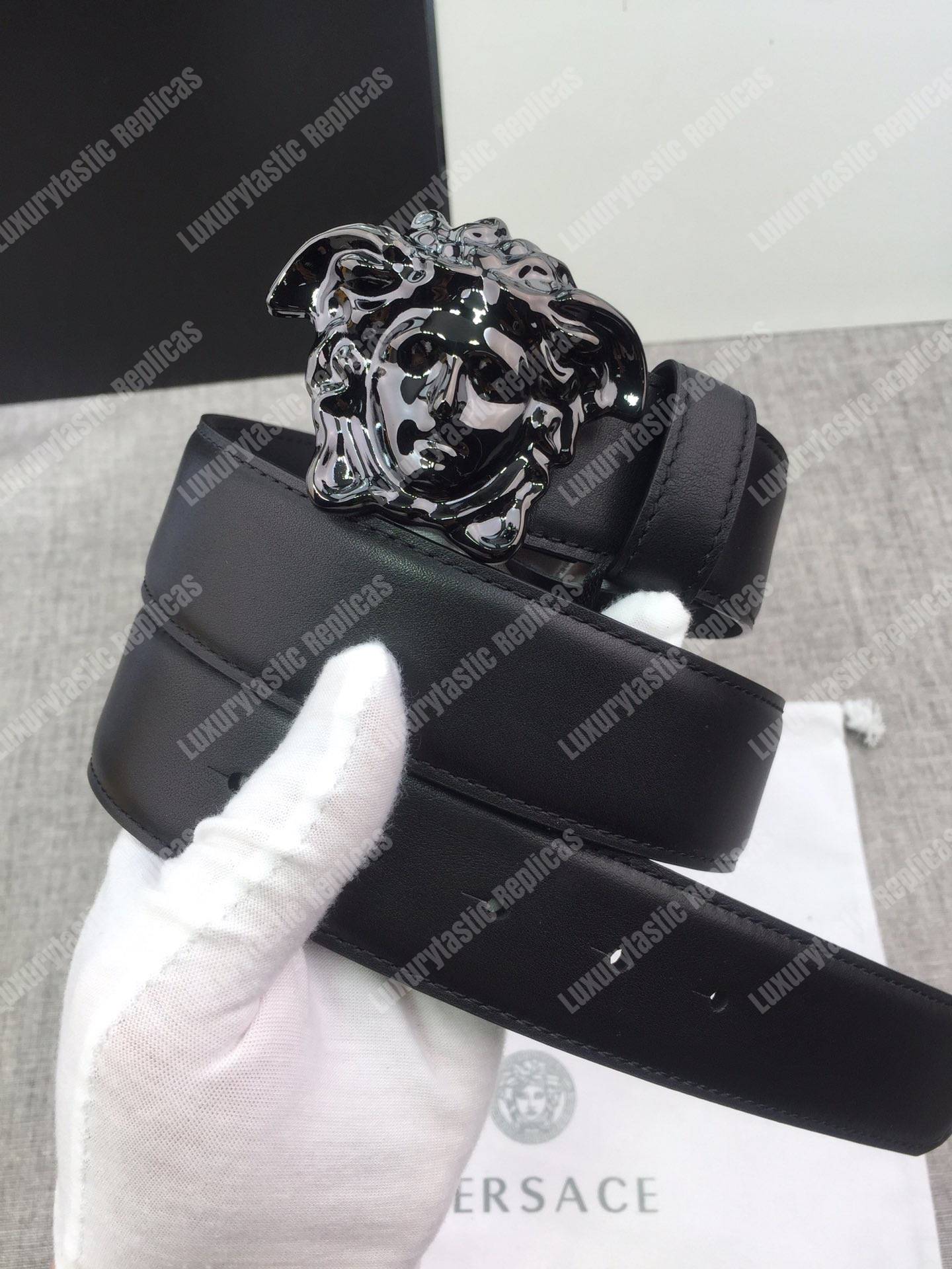 Versace Palazzo Belt with Black Medusa Buckle