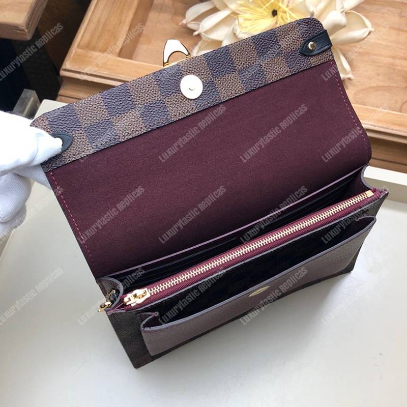 LV Vavin Chain Wallet Damier Ebene Bordeaux Noir