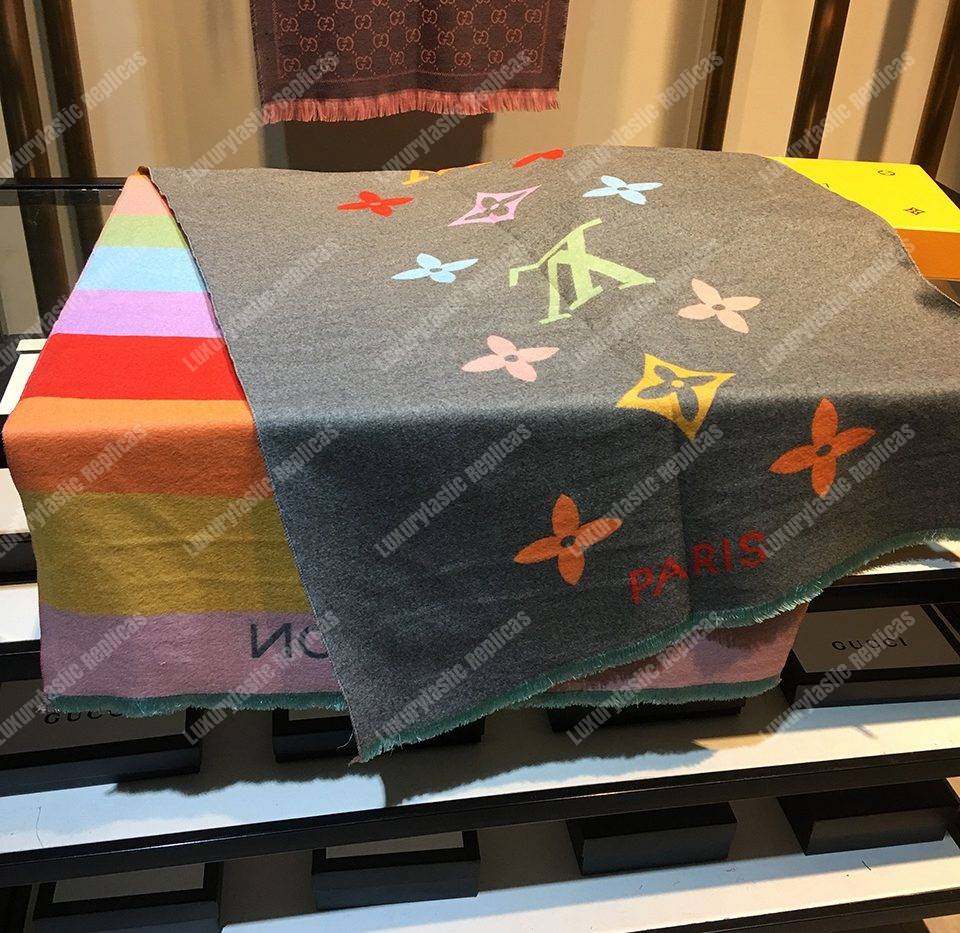 LV Reykjavik Scarf Cashmere & Wool Grey Multicolor