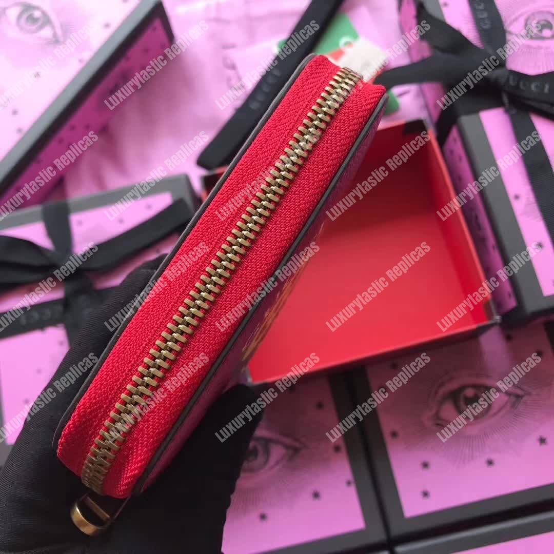 G*u*i print leather card case red