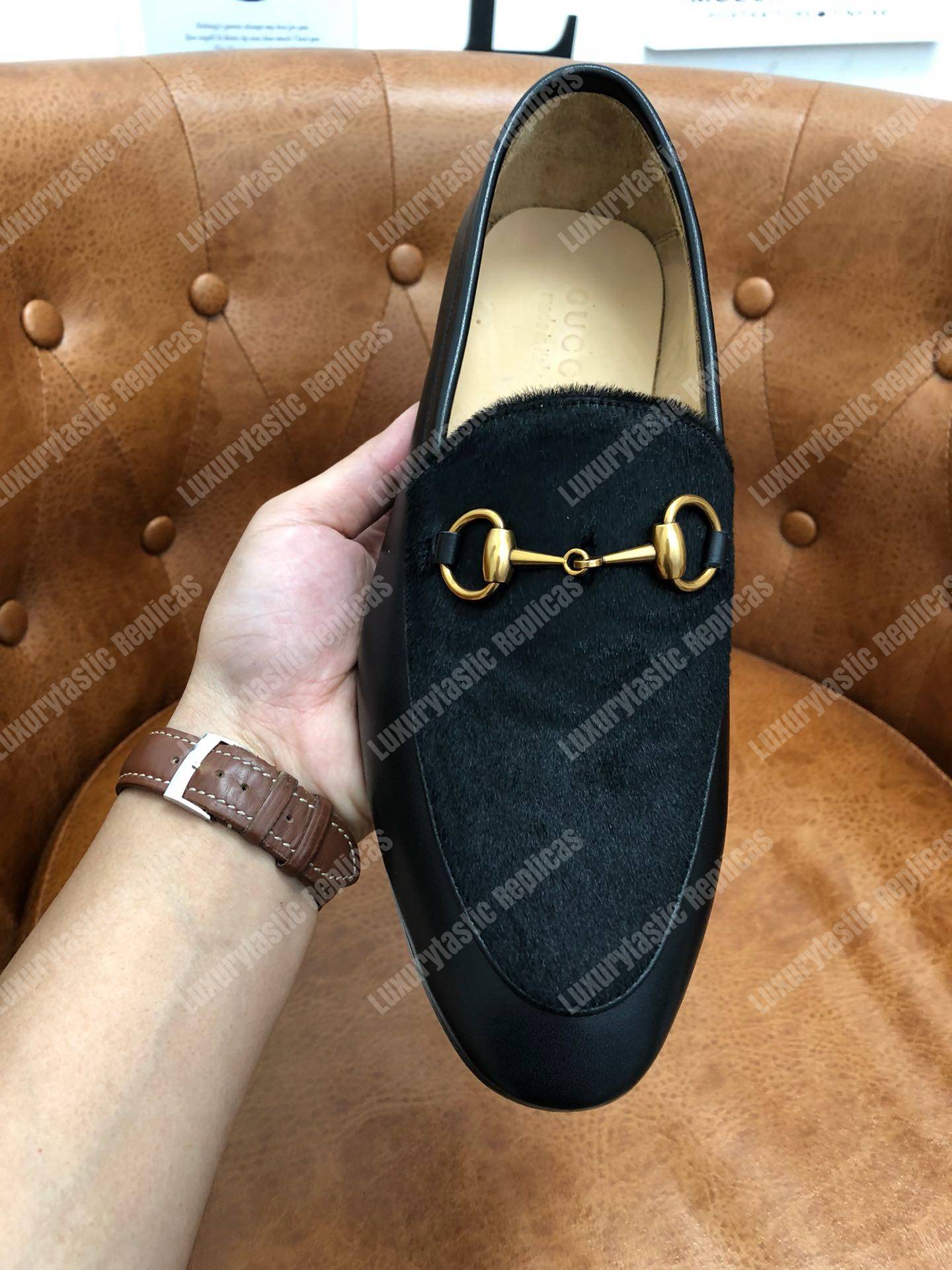 G*u*i jordaan velvet loafer black