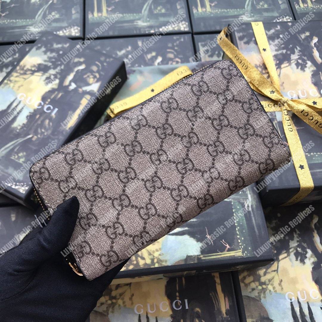 G*u*i sup*e zip around leather wallet black