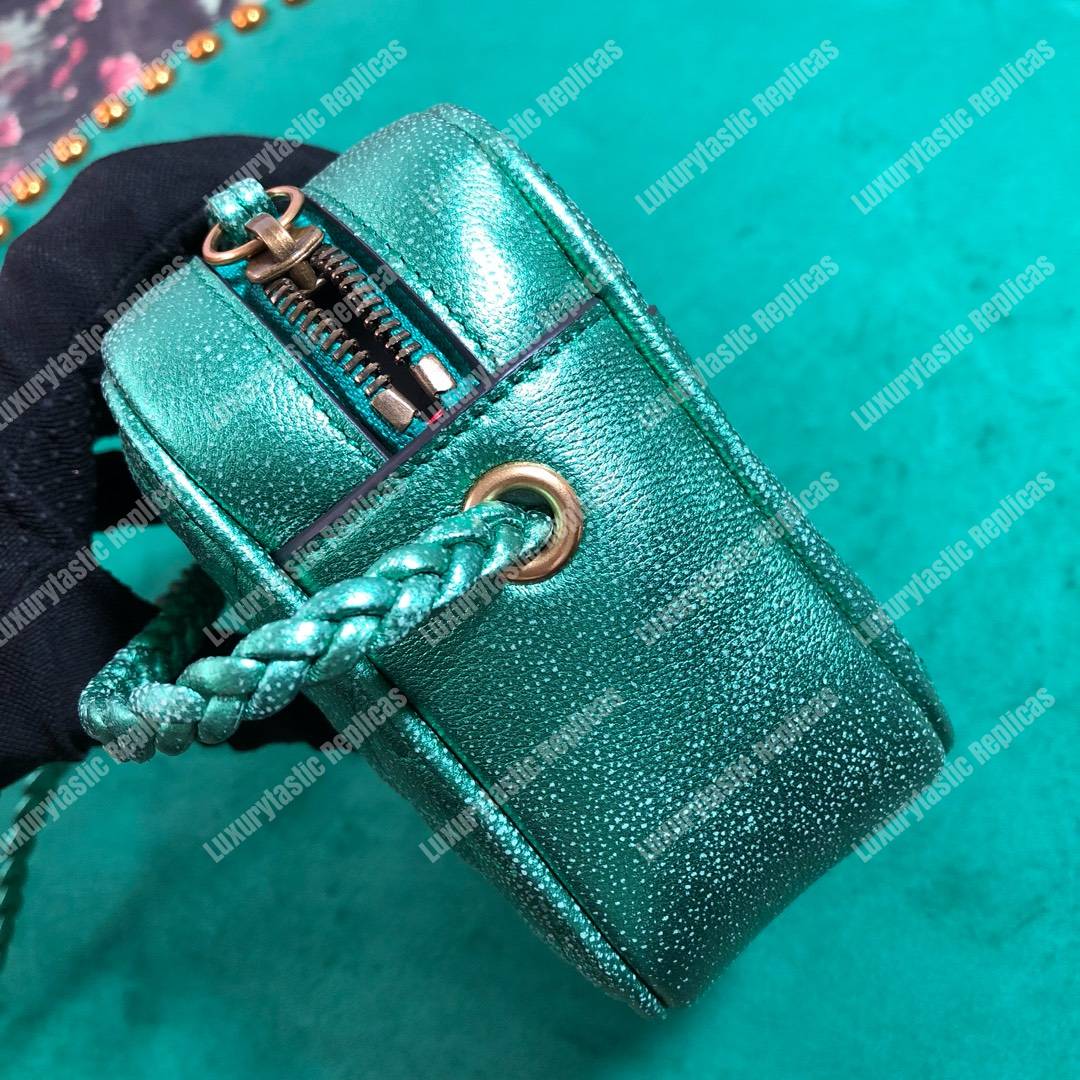 G*u*i mini laminated leather bag green