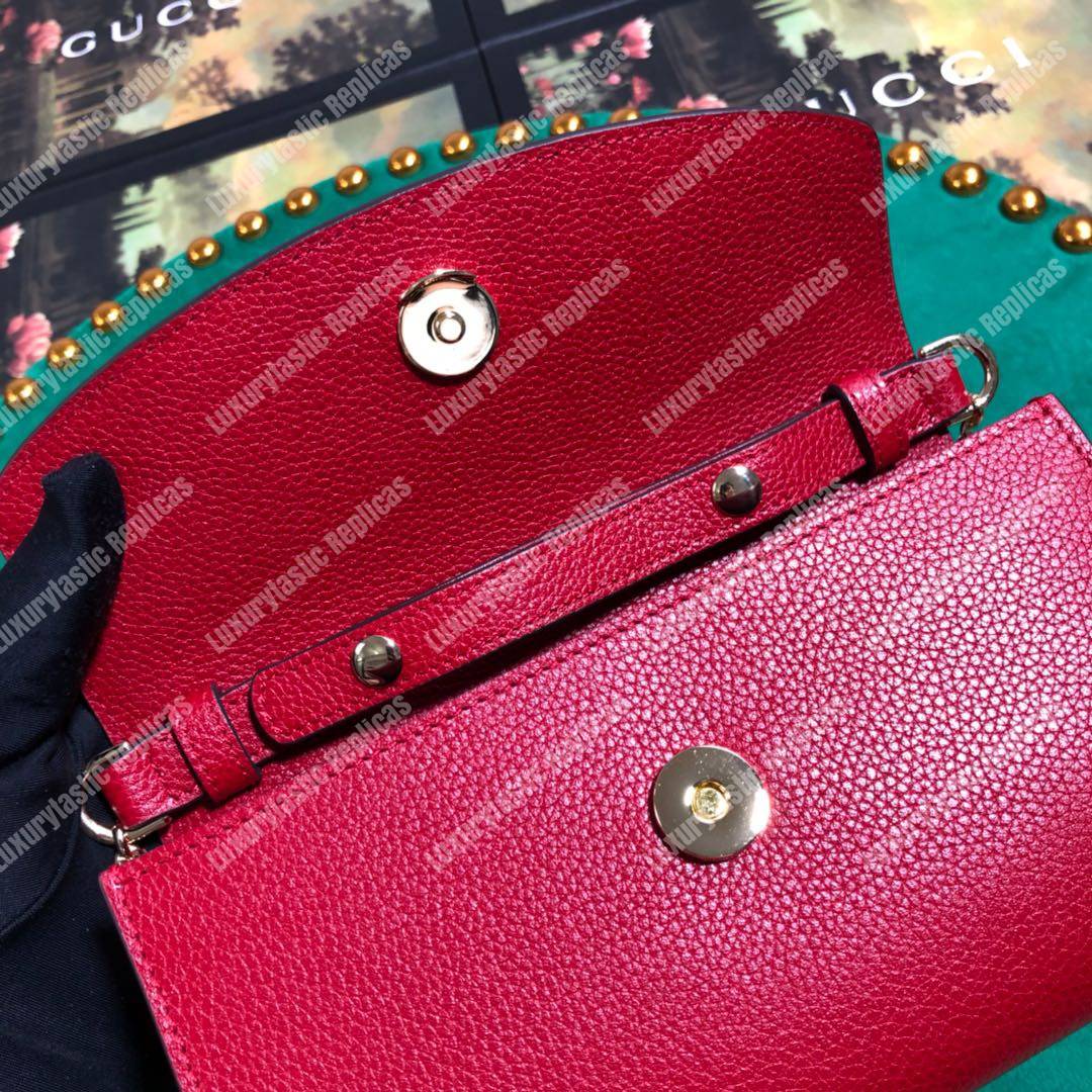 G*u*i zumi hibiscus red smooth leather mini bag