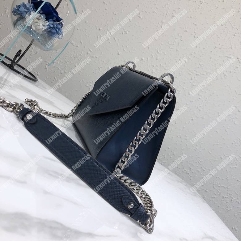 Pra*a monochrome saffiano leather bag dark blue