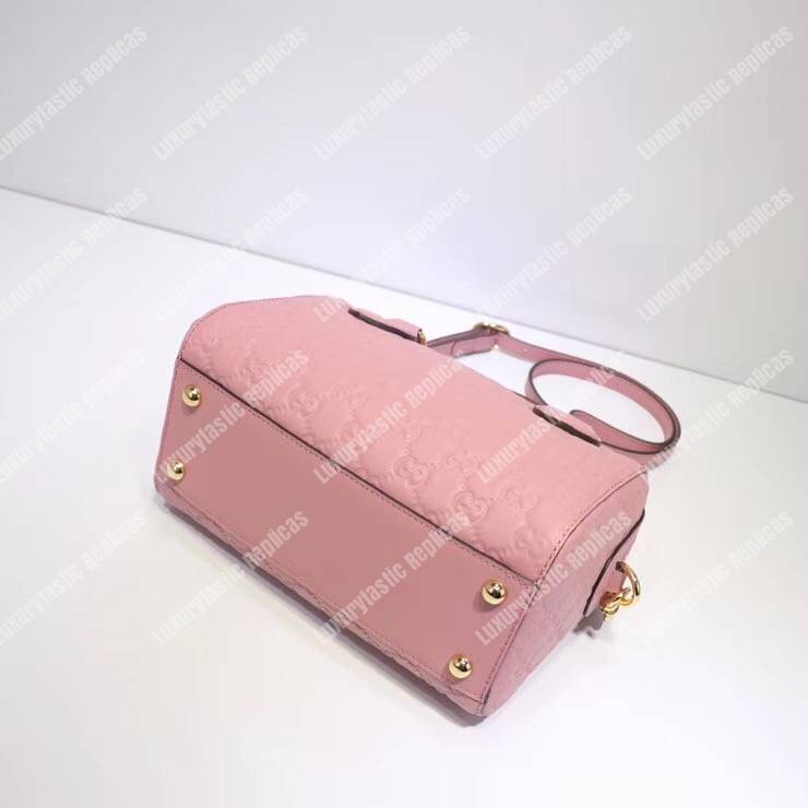 G*u*i signature small top handle bag light pink