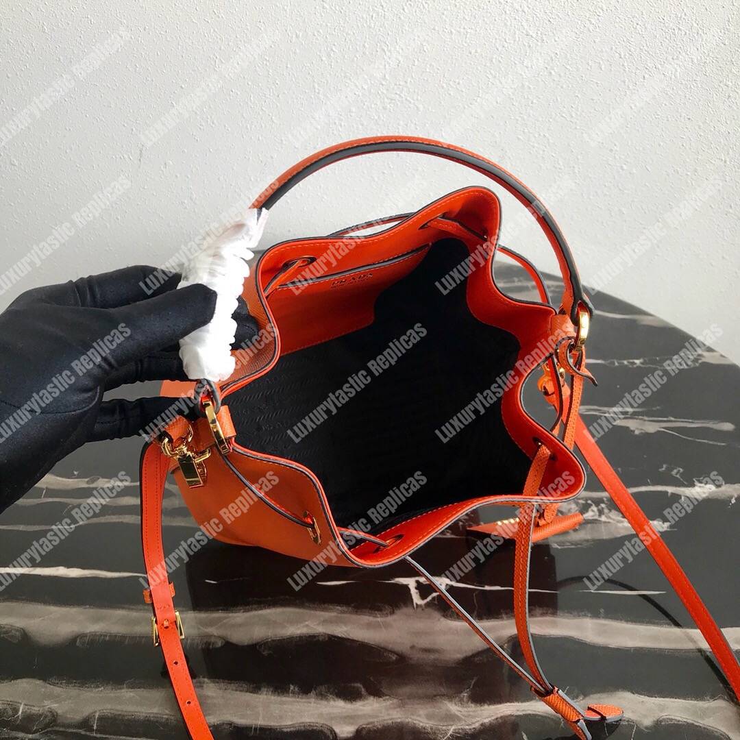Pra*a saffiano leather bucket bag orange