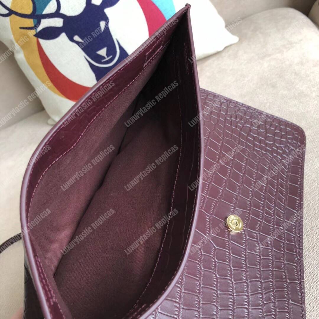 Saint Laurent Sunset Medium In Dark Red Crocodile