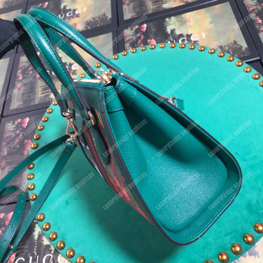 G*u*i ophidia gg flora small tote bag green