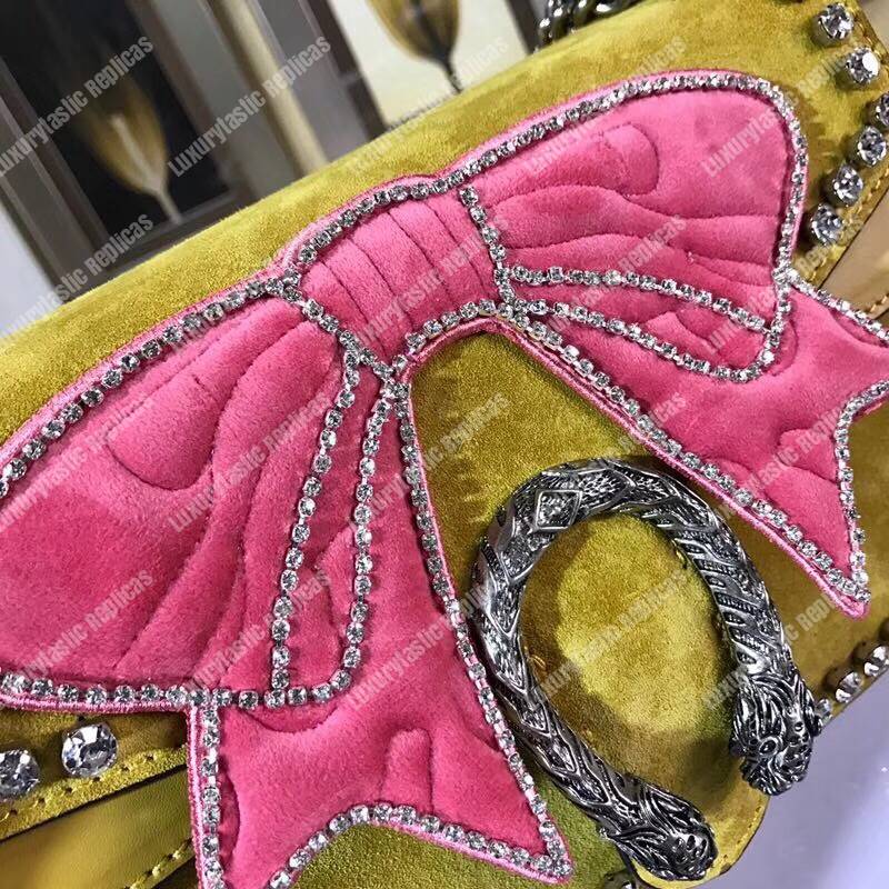 G*u*i dionysus crystal and bow small shoulder bag yellow