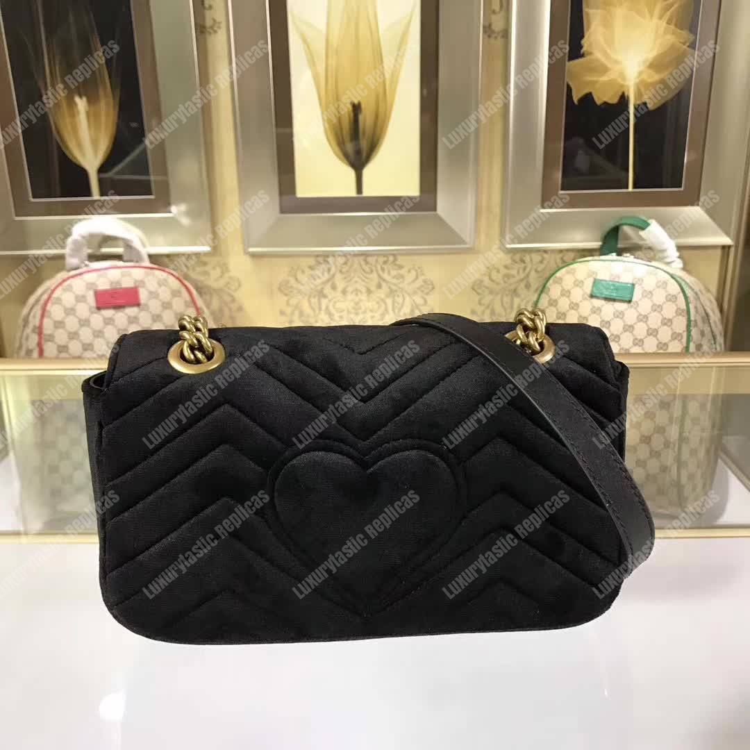 G*u*i gg marmont mini bag black velvet