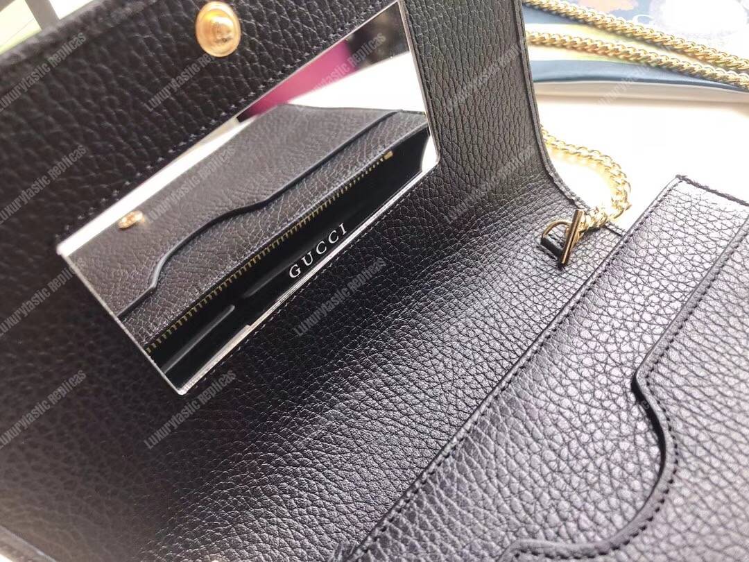 G*u*i gg marmont leather mini chain flap bag black