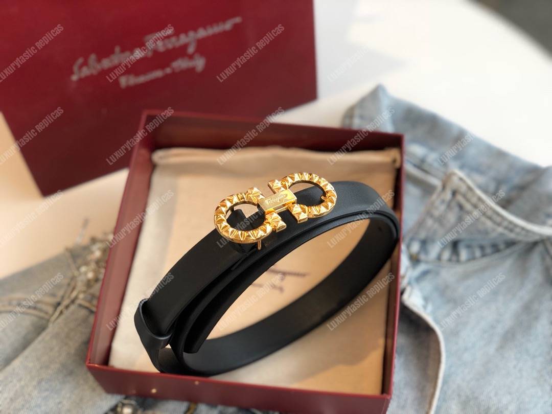 Salvatore Ferragamo Adjustable Gancini Belt Black