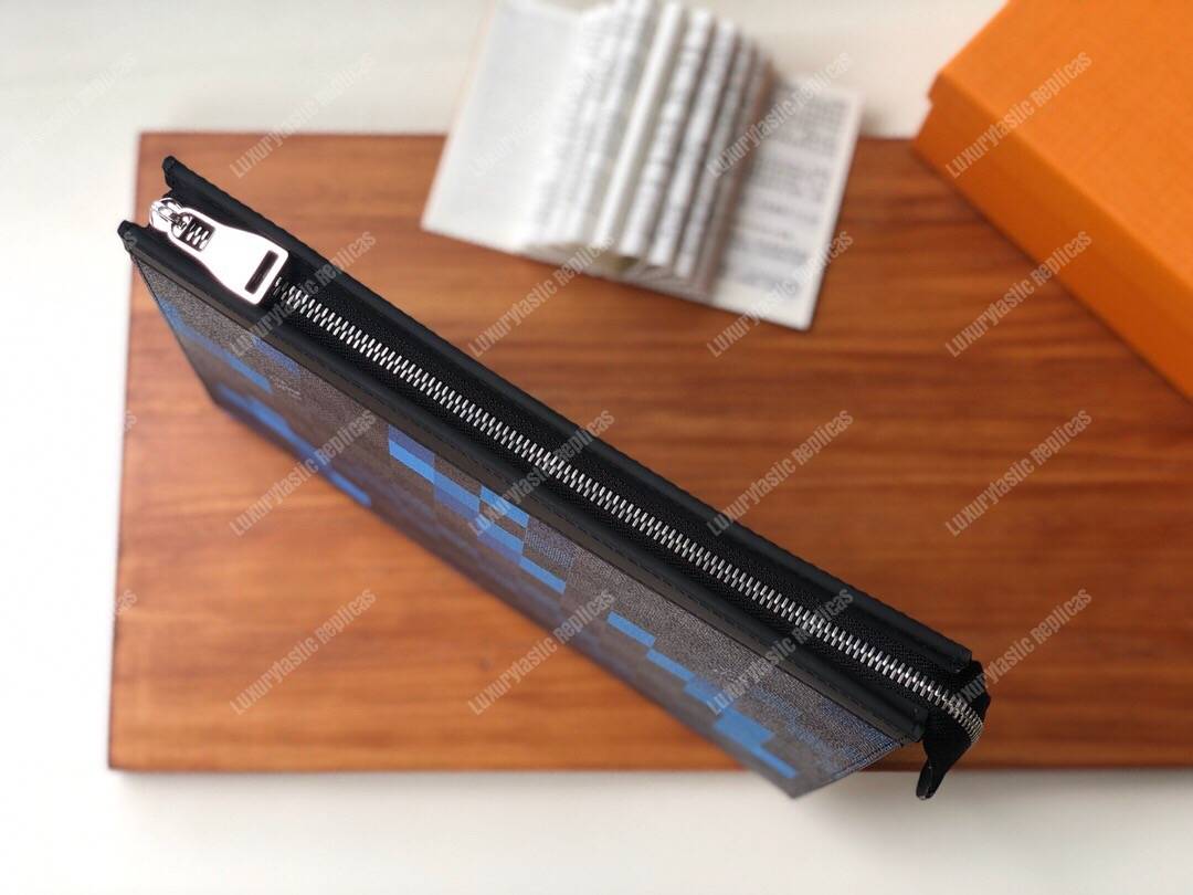 LV Pochette Voyage MM Pixel Monogram Blue