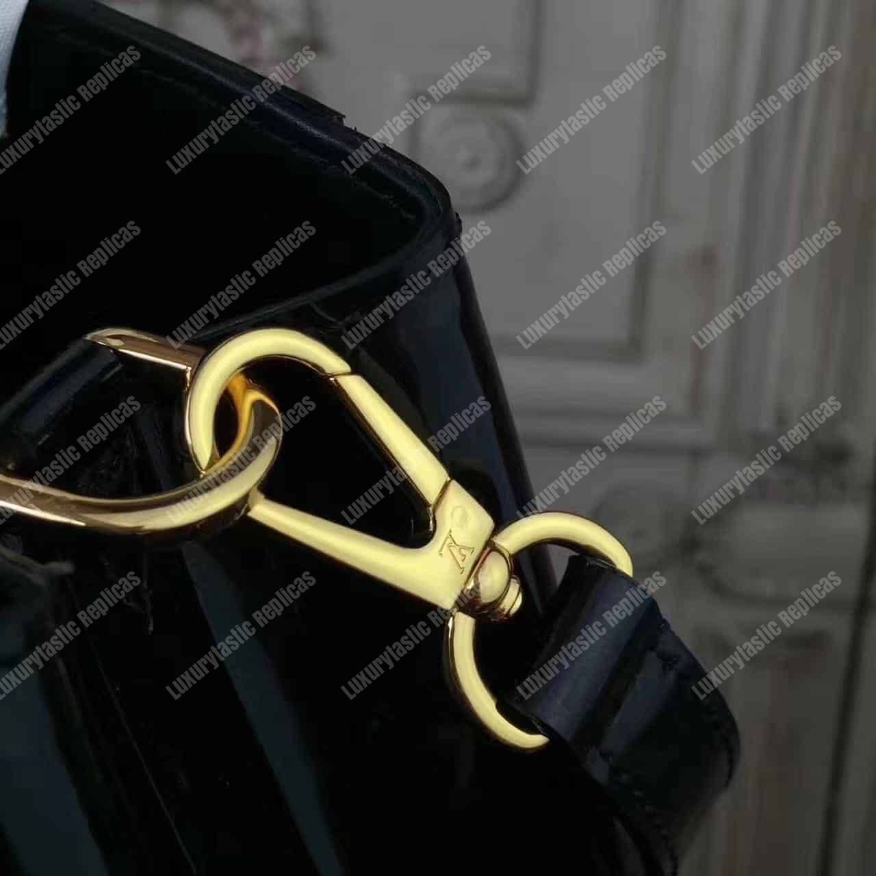 LV Montaigne MM Tote Bag Monogram Vernis Black