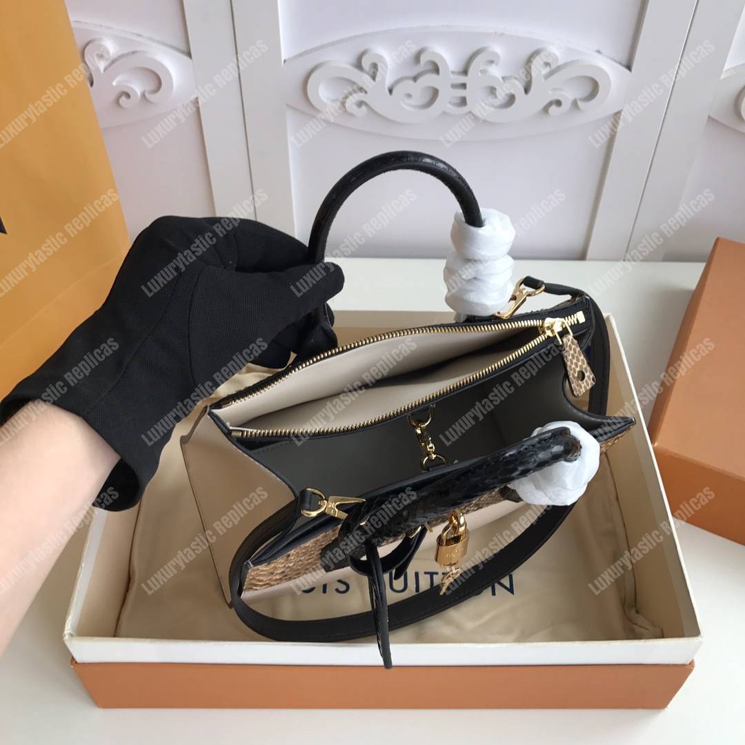 LV City Steamer PM Python Beige Snow
