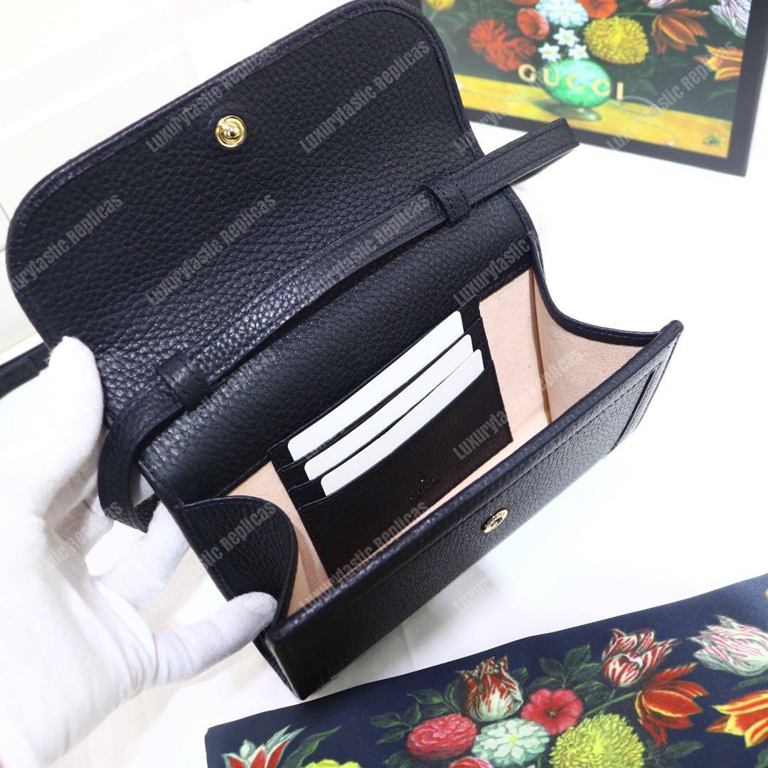 G*u*i gg calfskin mini shoulder flap bag black