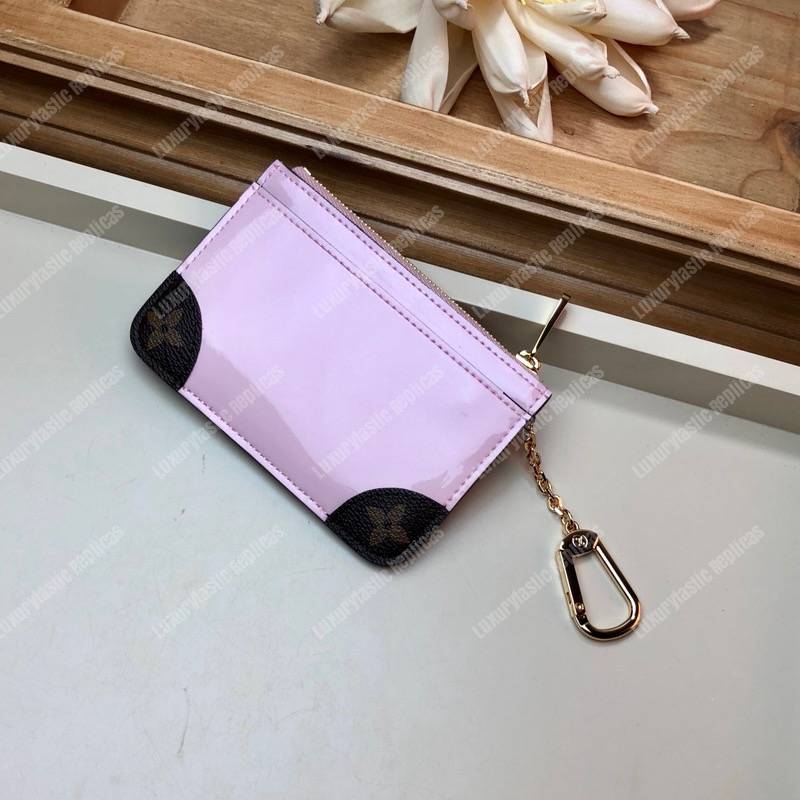 LV Venice Key Pouch Vernis Miroir Monogram Rose Ballerine Pink
