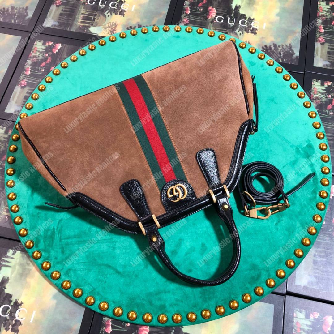 G*u*i re(belle) medium shoulder bag suede brown